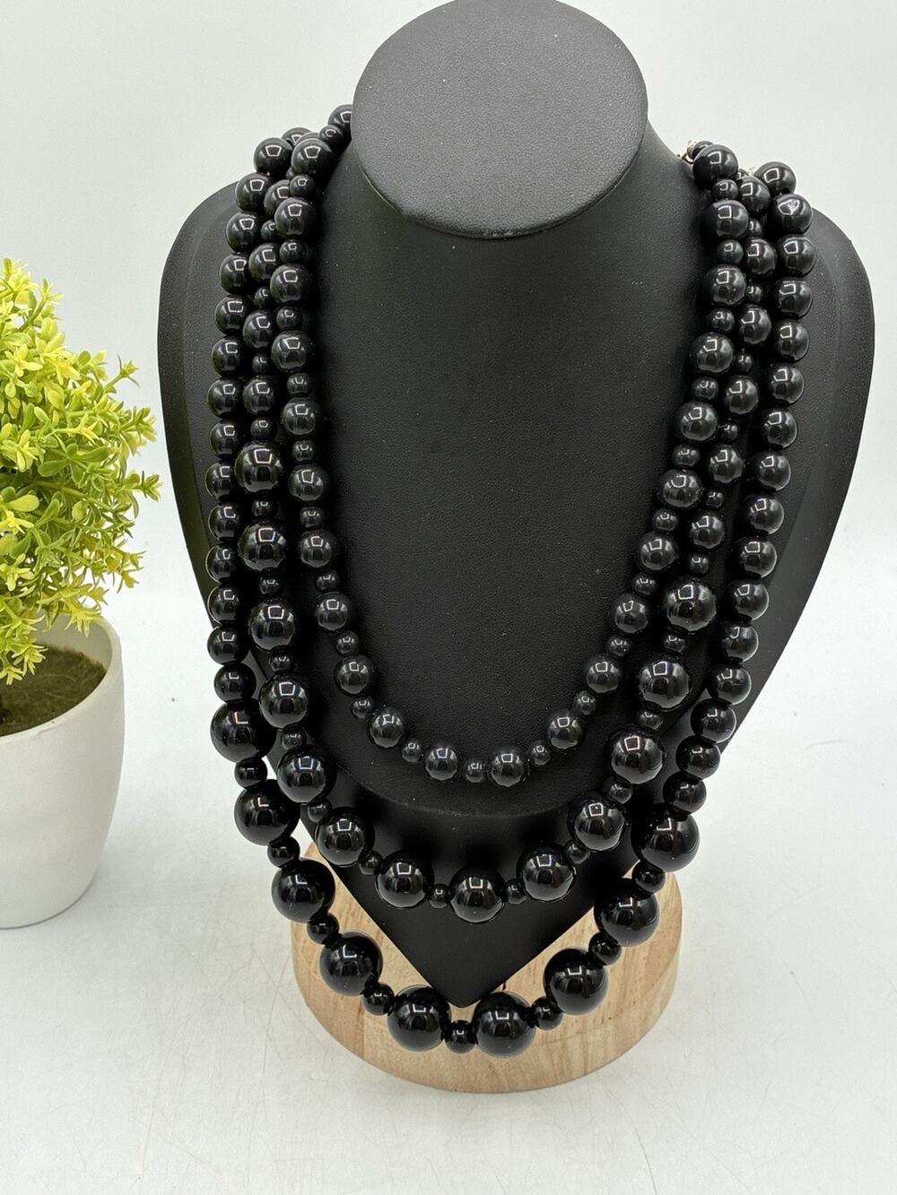 Vintage 2006 Xhilaration Target Black Bead Multi Strand Necklace NOS Y2K